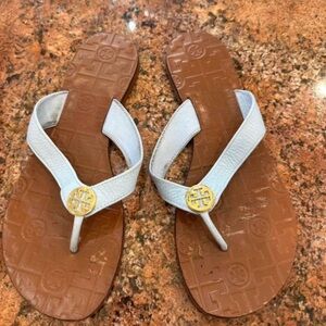 Tory Burch White and Tan Sandals